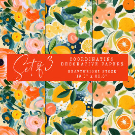 CONJUNTO ABSTRACTO DE CITRUS Y PAPEL DECORATIVO FL