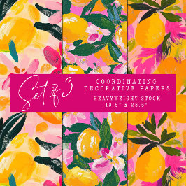 CONJUNTO ABSTRACTO DE CITRUS Y PAPEL DECORATIVO FL