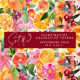 CONJUNTO ABSTRACTO DE CITRUS Y PAPEL DECORATIVO FL