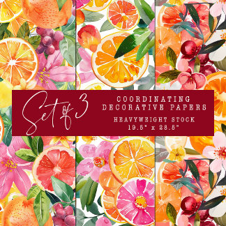CONJUNTO ABSTRACTO DE CITRUS Y PAPEL DECORATIVO FL