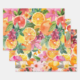 CONJUNTO ABSTRACTO DE CITRUS Y PAPEL DECORATIVO FL