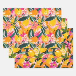 CONJUNTO ABSTRACTO DE CITRUS Y PAPEL DECORATIVO FL