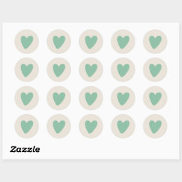 Conjunto de 20 Pegatinas redondos de corazón verde