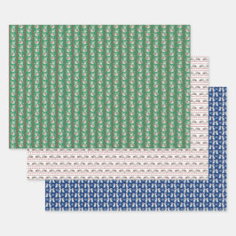 Conjunto de 3 sábanas planas de papel de animales