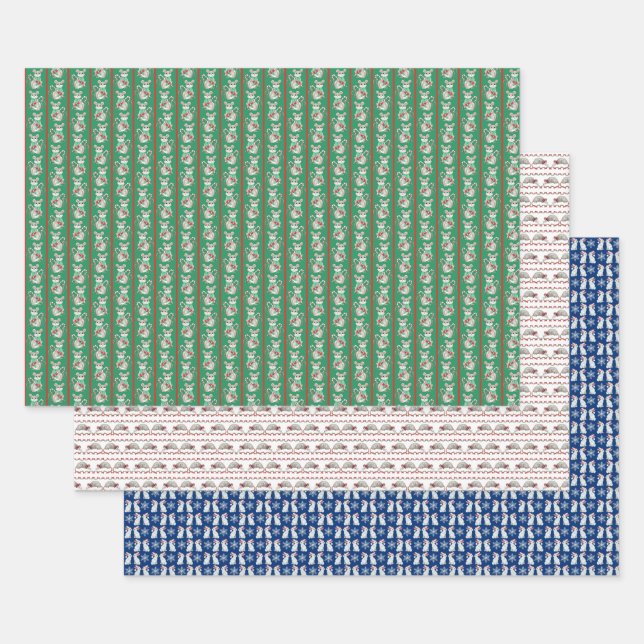 Conjunto de 3 sábanas planas de papel de animales  (Set)