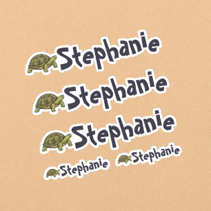 Conjunto de 5 pegatinas de nombre de tortuga linda