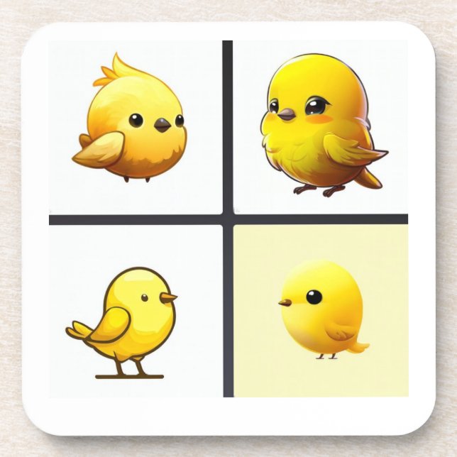 Conjunto de 6 posavasos con diseño de pájaros amar (Frente)