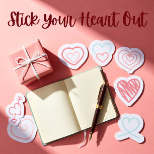 Conjunto de 9 pegatinas de corazones rojos, rosas
