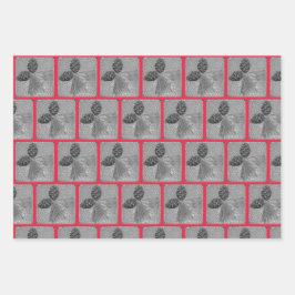 Conjunto de ajuste de regalo de 3 hojas Pineconas 