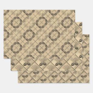 Conjunto de ajuste de regalo de 3 hojas Pineconas 