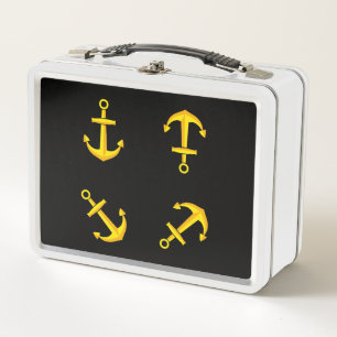 Conjunto de ancla de barco dorada de dibujos anima