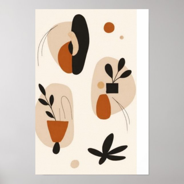 Conjunto de Arte de Pared Botánico Abstracto | Min (Frente)