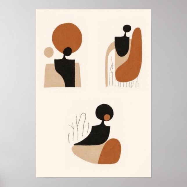 Conjunto de Arte de Pared de Mujer Africana Abstra (Frente)