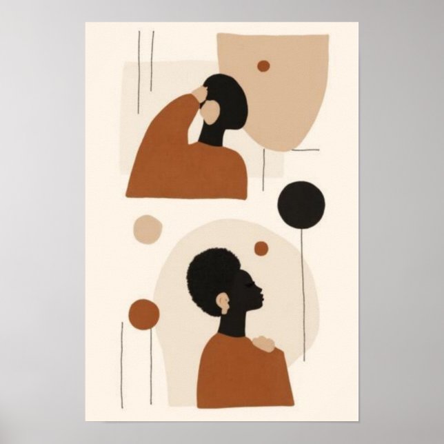 Conjunto de Arte de Pared de Retrato Abstracto | Á (Frente)