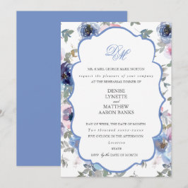 Conjunto de Boda Tierna Invitación Azul Aciano