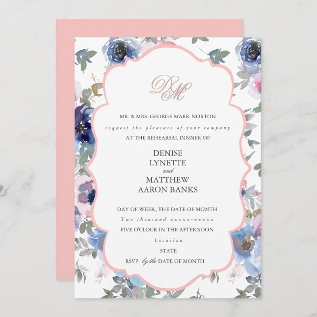 Conjunto de boda tierna Invitación rosa Gossamer (Anverso / Reverso)