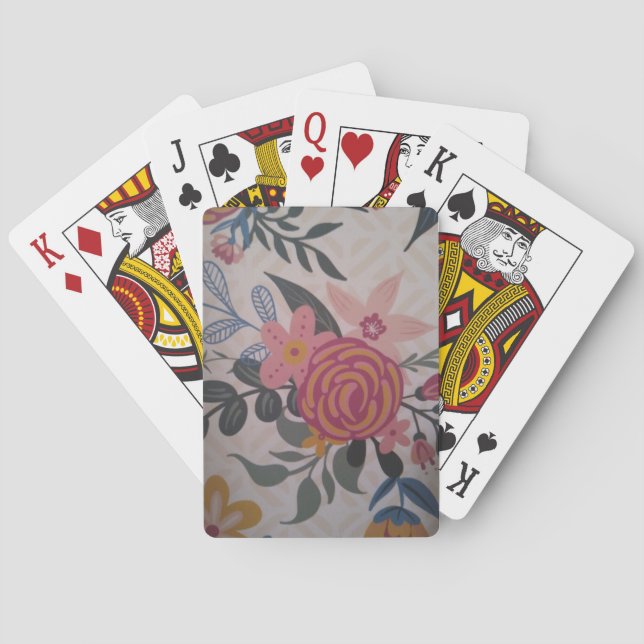 Conjunto de cartas de póquer florales rosadas boni (Reverso)