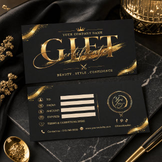 Conjunto de Certificado de Regalo de Oro Negro de