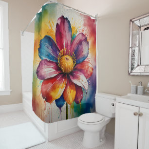 Conjunto de cortina de ducha de flores Pastel