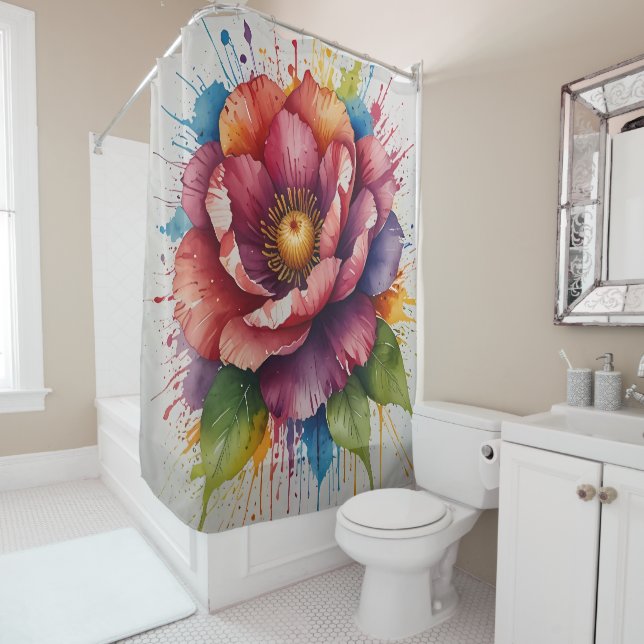 Conjunto de cortina de ducha de flores Pastel (In situ)