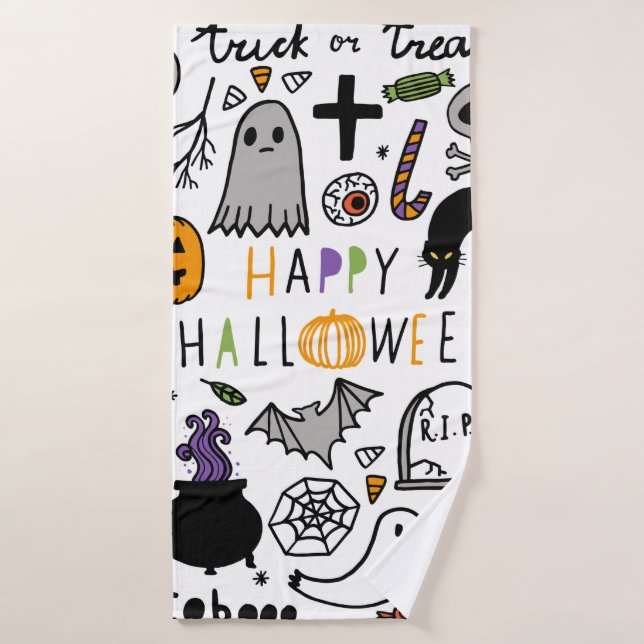 Conjunto de cosecha de Halloween. Icono de Hallowe (Toalla de baño)