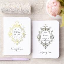 Conjunto de cuaderno de boda de papel de oro elega