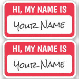 Conjunto de dos Pegatinas de Hi mi nombre es "Hi" 