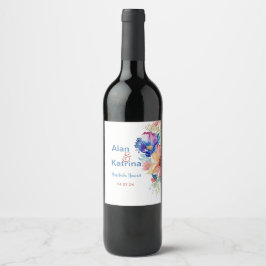 Conjunto de Etiquetas de Vino de Boda de Flor Silv