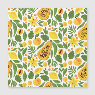 Conjunto de frutas exóticas: Papaya, limón, mango