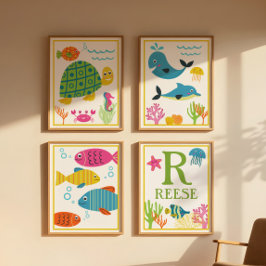 Conjunto de Impresiones de Arte de Criaturas Marin
