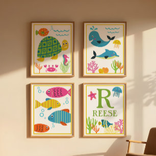Conjunto de Impresiones de Arte de Criaturas Marin
