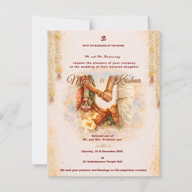 Conjunto de Invitación de Boda de Templo Indio (Anverso)