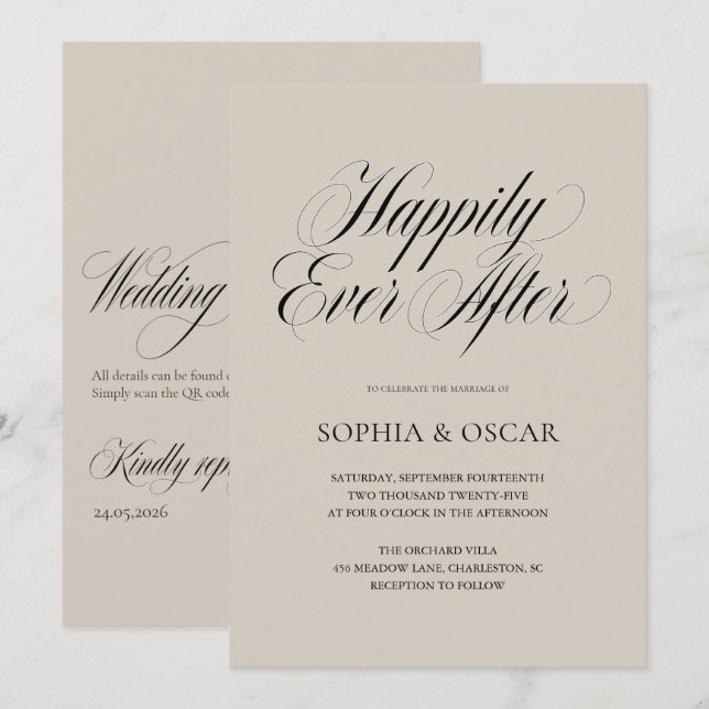 Conjunto de Invitación de Boda Felices para Siempr (Anverso / Reverso)
