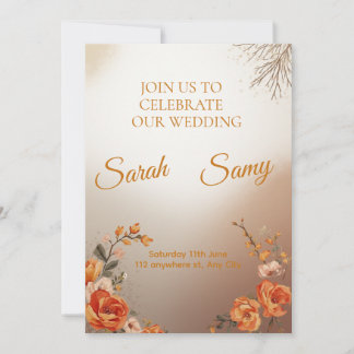 Conjunto de Invitación de Boda Floral Azafrán Eleg
