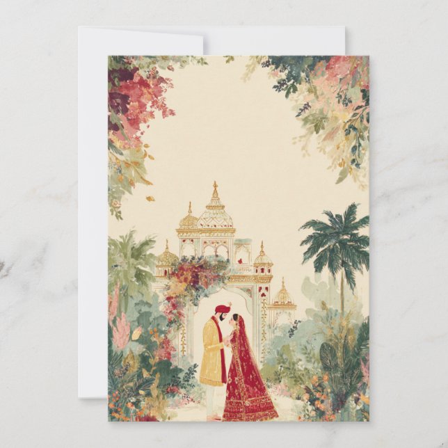 Conjunto de Invitación de Boda Hindú al Estilo Acu (Anverso)