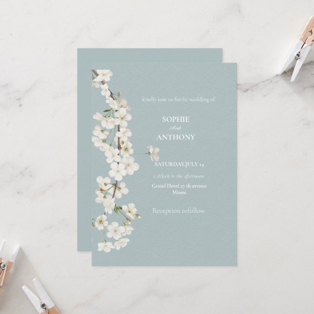 Conjunto de Invitación de Boda Verde (Anverso/Reverso In Situ)