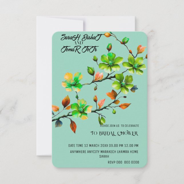 Conjunto de Invitación de Boda Verde Salvia, Minim (Anverso)