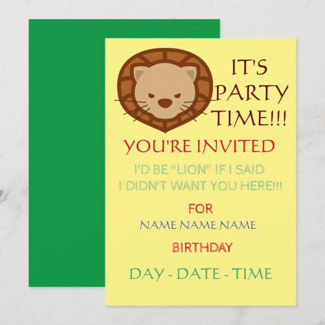 conjunto de invitaciones de cumpleaños para niños (Anverso / Reverso)