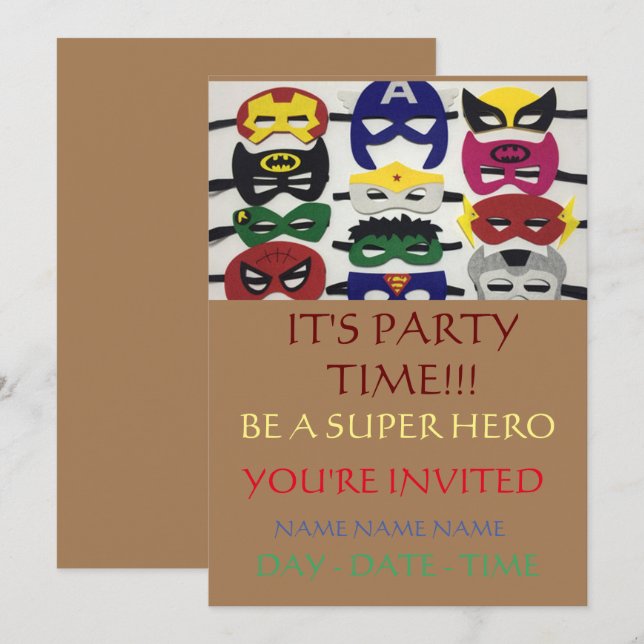 conjunto de invitaciones de cumpleaños para niños (Anverso / Reverso)