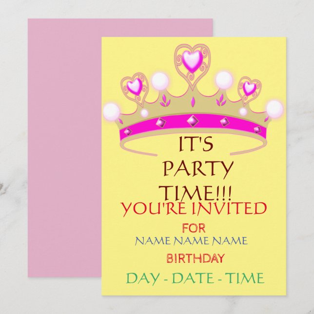 conjunto de invitaciones de cumpleaños para niños (Anverso / Reverso)