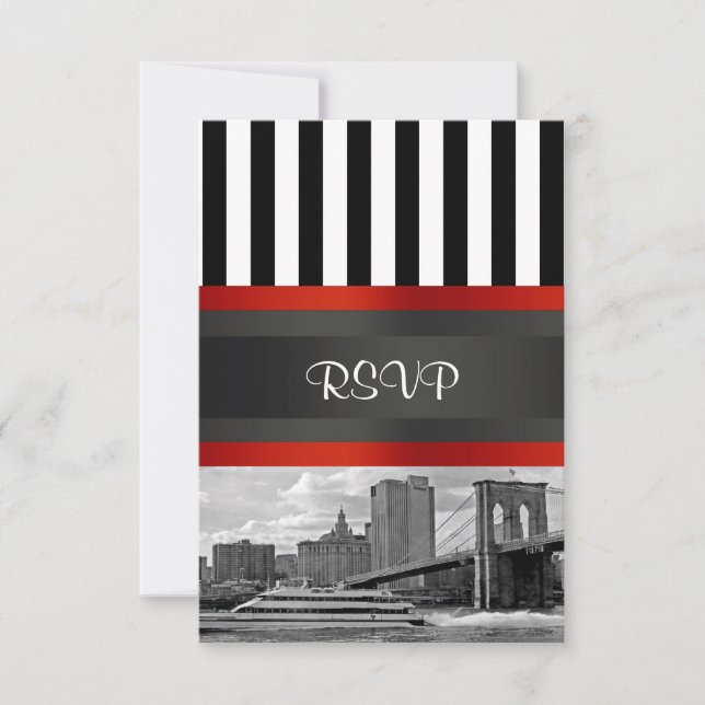 Conjunto de Invitaciones NYC horizonte Puente de B (Anverso)