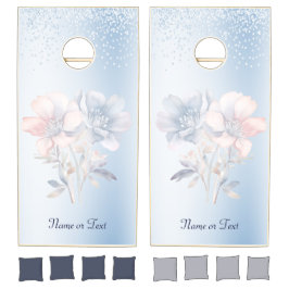 Conjunto de orificios de flores azules rosadas