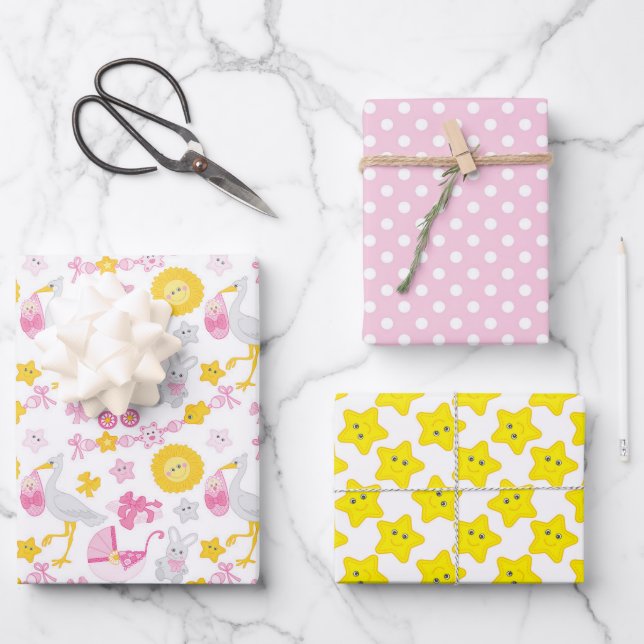 Conjunto de papel de ajuste Baby Shower de chica d (Anverso)