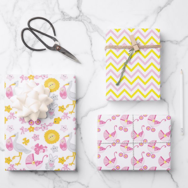 Conjunto de papel de ajuste Baby Shower de chica d (Anverso)
