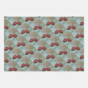 Conjunto de papel de ajuste de 3 hojas Pineconas