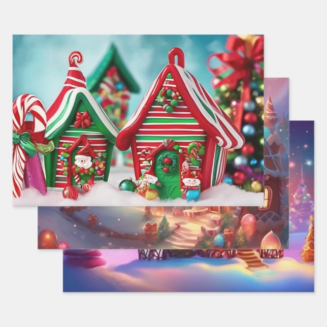 Conjunto de papel de ajuste de navidades de 3 (Set)