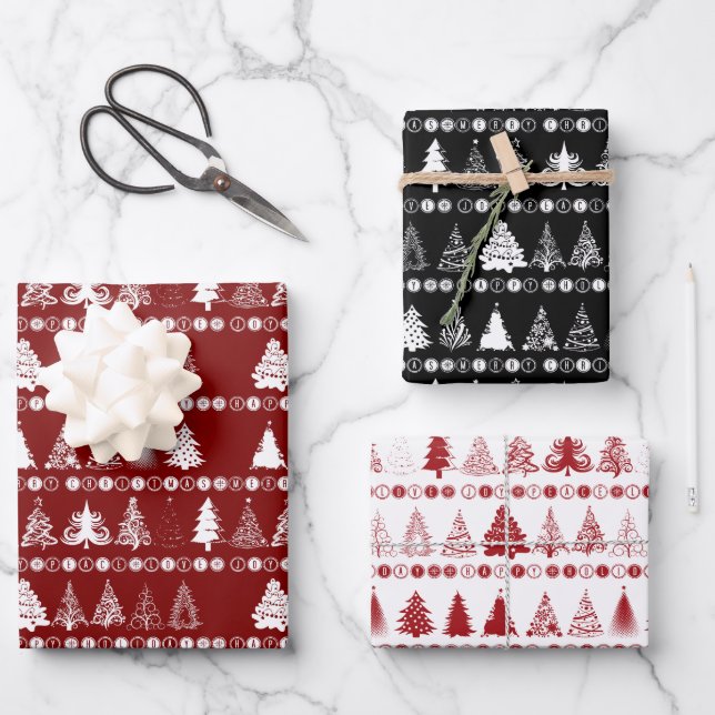 Conjunto de papel de ajuste de navidades de 3 dise (Anverso)