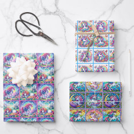 Conjunto de papel de ajuste de unicornio