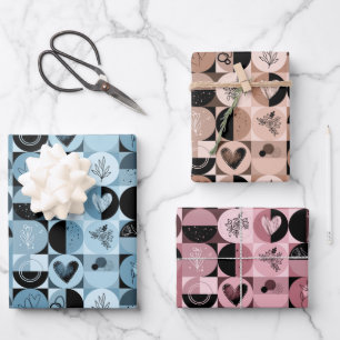 conjunto de papel de embalaje de 3 hojas de patrón