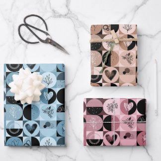 conjunto de papel de embalaje de 3 hojas de patrón